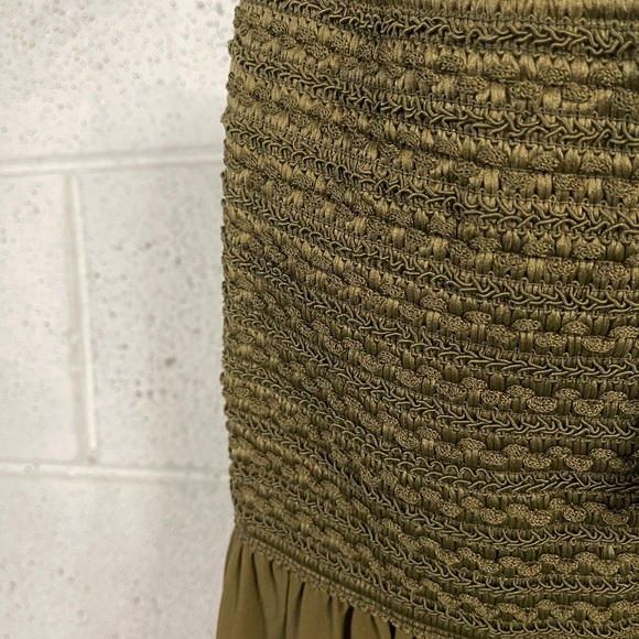 love J Strapless Chiffon Maxi Dress size M - Olive Green - Picture 2 of 9